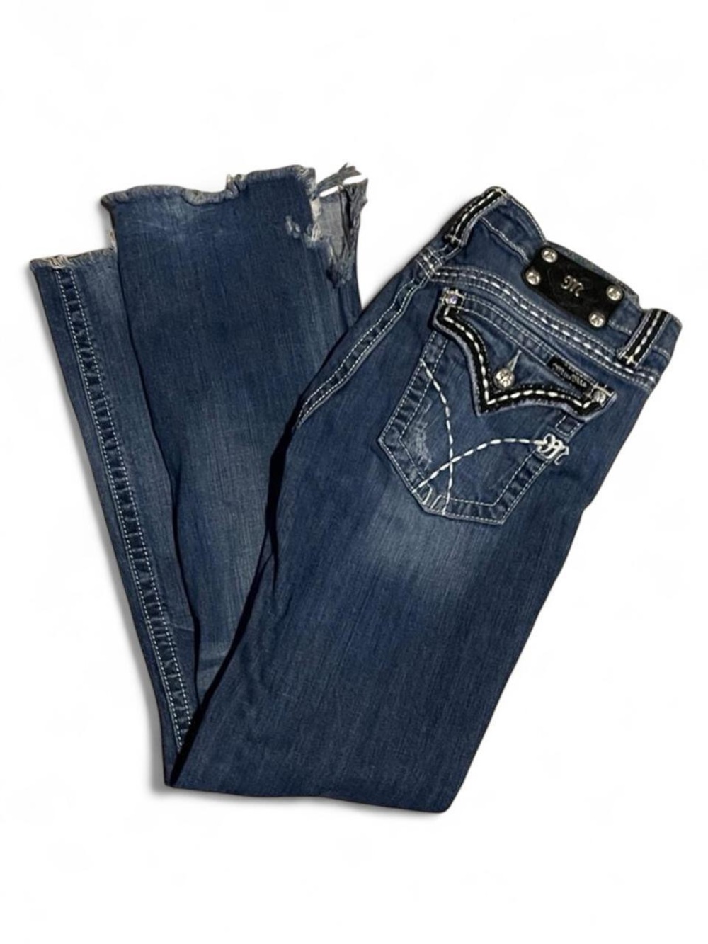 Miss Me Low Rise Bootcut Jeans 32x30 Blue Denim Distressed